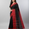 Begampuri cotton black and red saree for daily wear