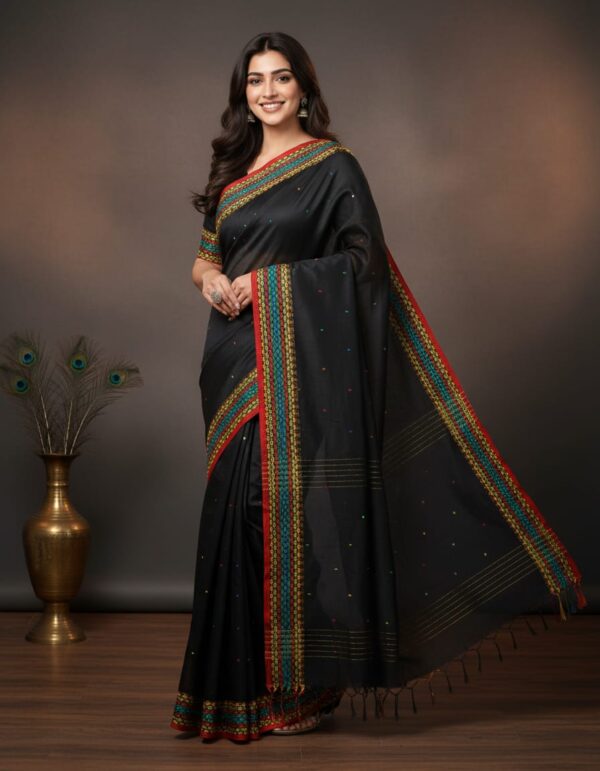Handloom Cotton Saree Black