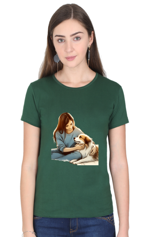 Pet Love-Themed Women's Premium Cotton T-Shirt