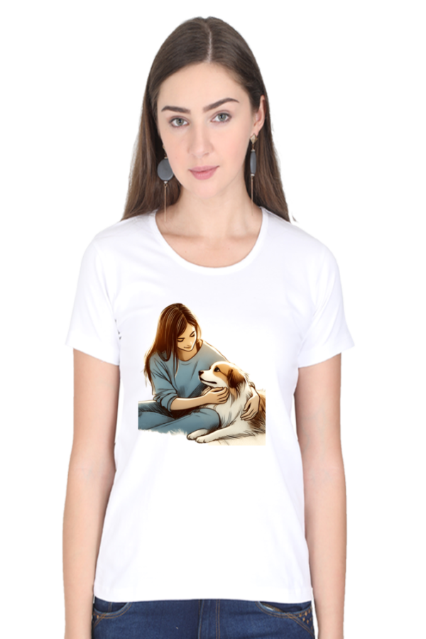 Pet Love-Themed Women's Premium Cotton T-Shirt