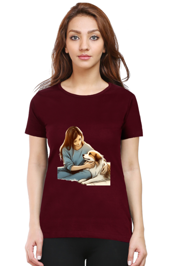 Pet Love-Themed Women's Premium Cotton T-Shirt