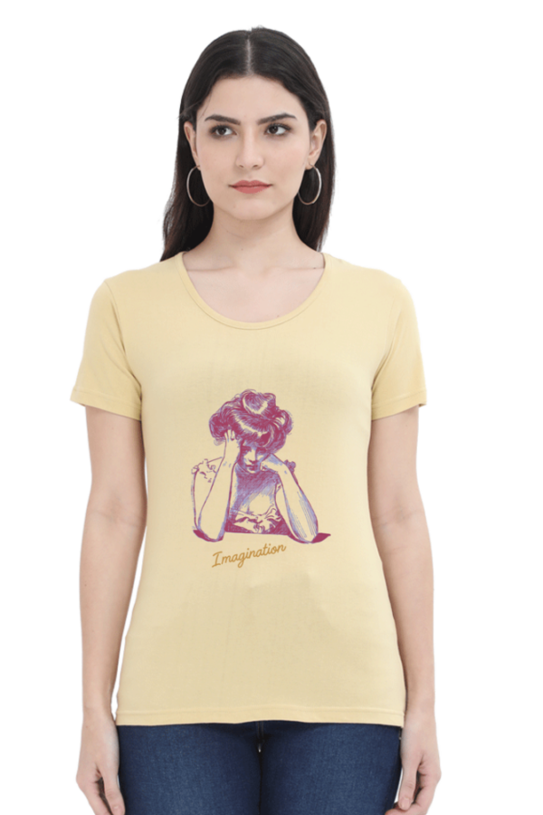 Beige Inspiration-Themed Women's Premium Cotton T-Shirt