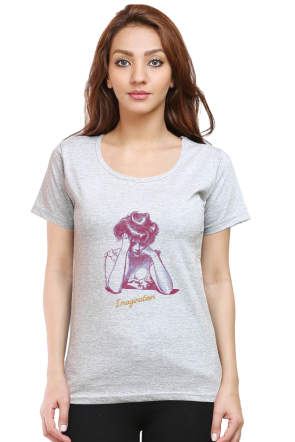 Grey Melange Inspiration-Themed Women's Premium Cotton T-Shirt