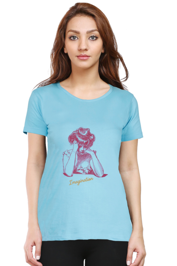 SkyBlue Inspiration-Themed Women's Premium Cotton T-Shirt
