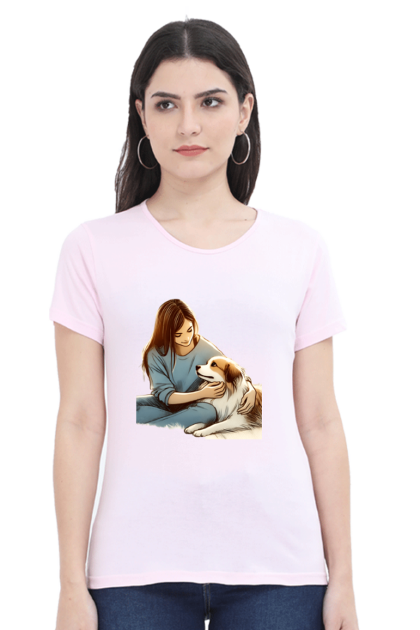 Pet Love-Themed Women's Premium Cotton T-Shirt