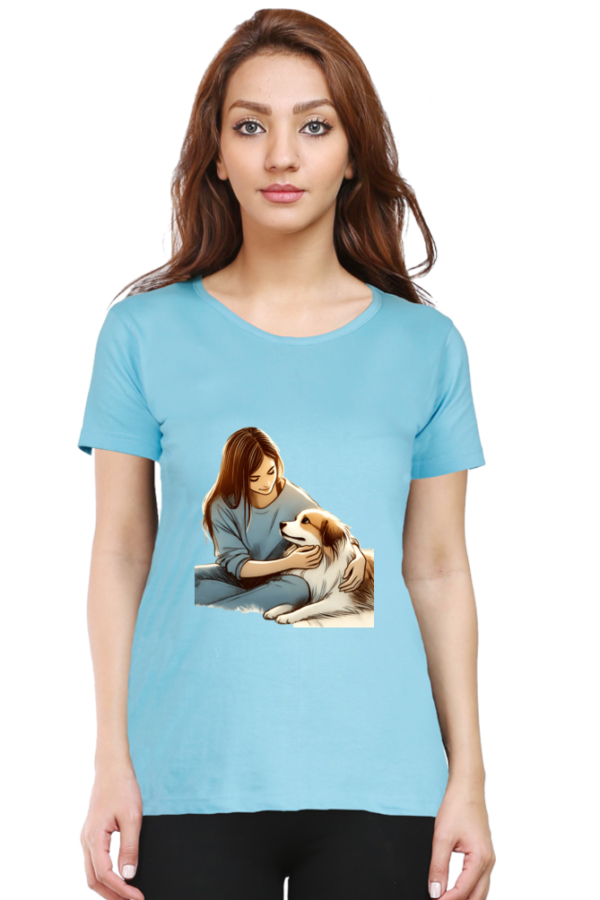 Pet Love-Themed Women's Premium Cotton T-Shirt