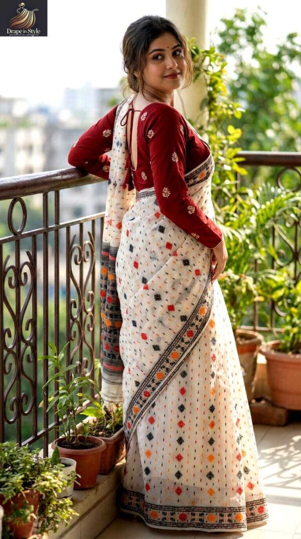 Pure Cotton Jamdani Saree with BP