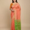 Semi soft Jamdani saree with full body weaving worn by model
