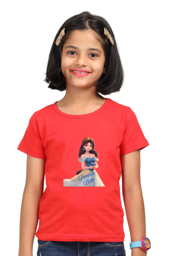 Princess-Themed Premium Cotton Tee for Girls
