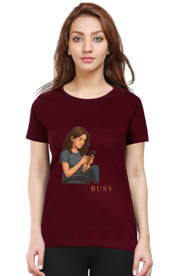 Maroon Busy & Brilliant – Women’s Premium Cotton T-Shirt