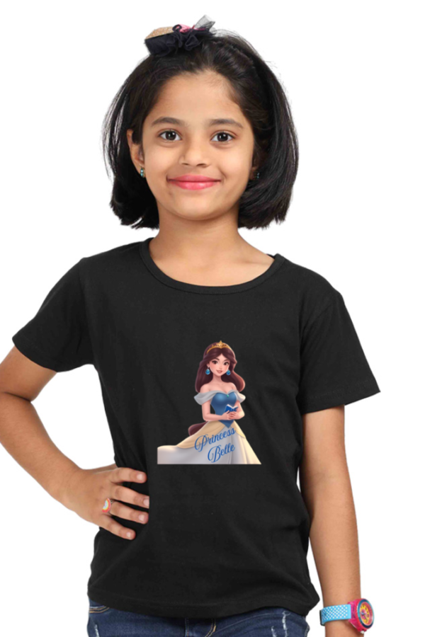 Princess-Themed Premium Cotton Tee for Girls