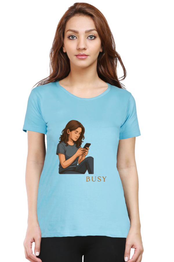 SkyBlue Busy & Brilliant – Women’s Premium Cotton T-Shirt