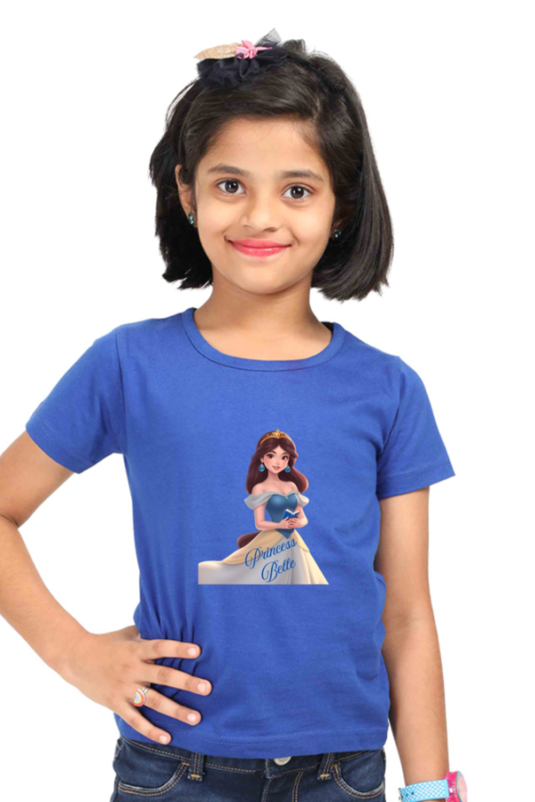 Princess-Themed Premium Cotton Tee for Girls