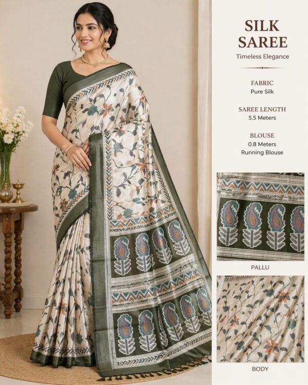 S00090-main Art Tussar Silk saree with BP