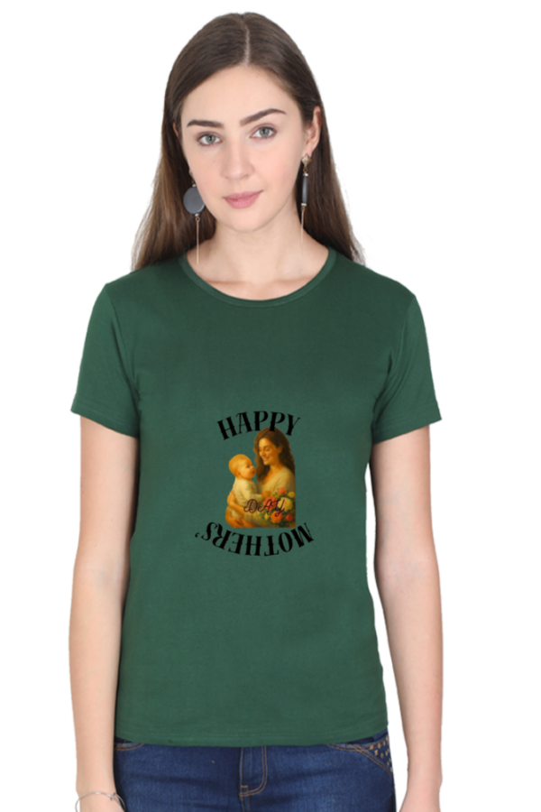 Bottle Green Mom Mode: On – Stylish Mother’s Day Cotton T-Shirt for Women