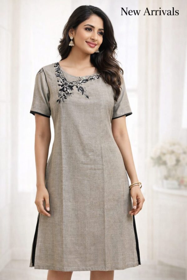 Ladies Short Kurti Ash – K00053 | Drape In Style Ladies short kurti ash