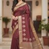 Maroon Muga Cotton Handloom