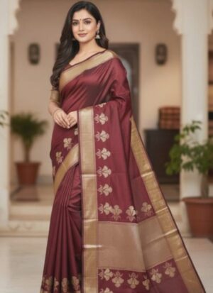 Maroon Muga Cotton Handloom