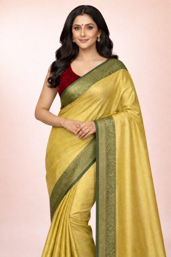 Model wearing tissue cotton saree S00179 with lightweight elegant drape