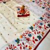 Semi Pure Silk Saree with BP-White