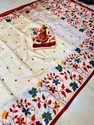 WhatsApp Image 2025-08-27 at 10.01.53 AM Semi Pure Silk Saree with BP-White