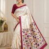 Semi Pure Silk Saree with BP-White