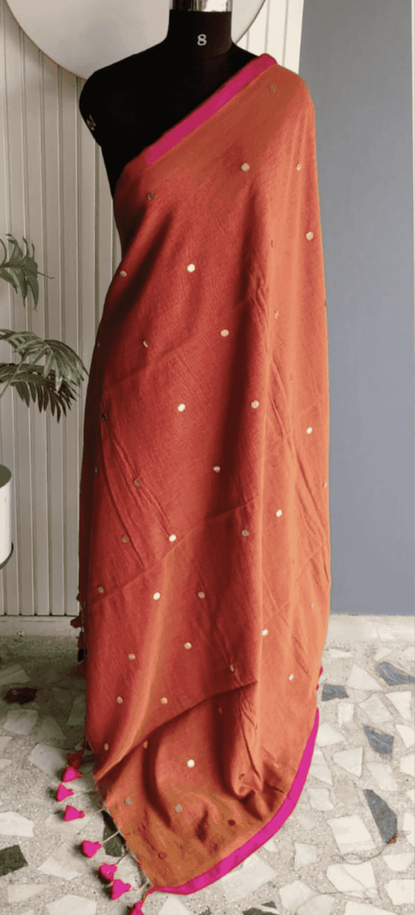 Dual Toned Handloom Cotton Saree with BP