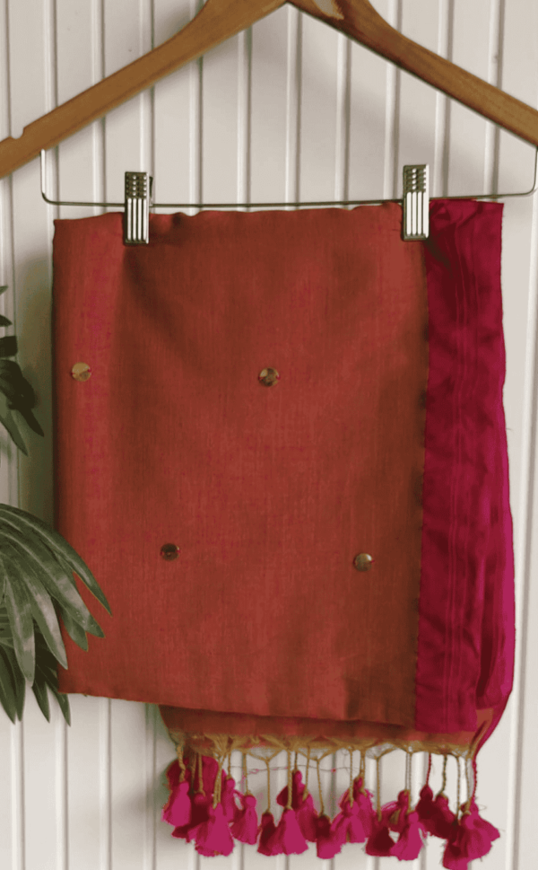 Dual Toned Handloom Cotton Saree with BP