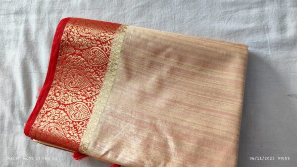 Red and White Contrast Matka Silk Saree