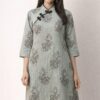 Closed neck printed long kurti for women