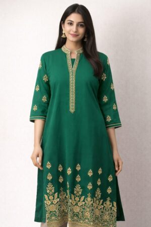 Green party wear kurti for women