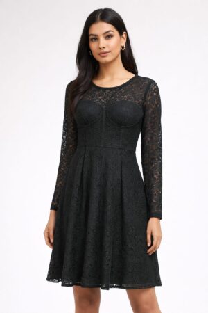 Ladies black netted dress