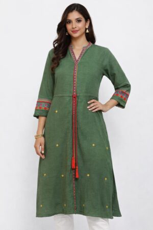 Ladies bottle green long kurti