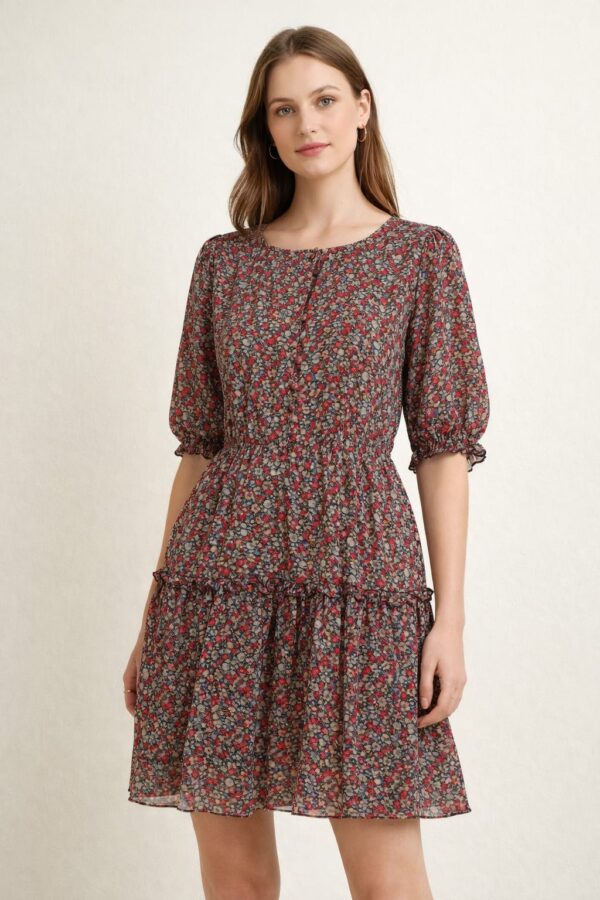 Ladies red black midi dress