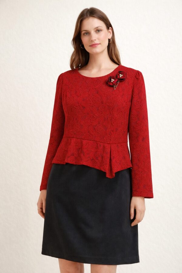 Ladies red black short dress