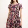 Ladies white pink chequered dress