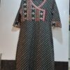 Long Black Ajrak Print Cotton Kurti