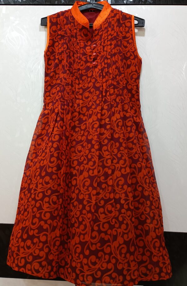 Orange Sleeveless Kurti