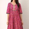 Pink Ethnic Cotton Gown – K00130 | Drape In Style Pink ethnic cotton gown for women