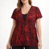 Black Red Printed Belted Top – K00158 | Drape In Style Black and red printed belted top for women