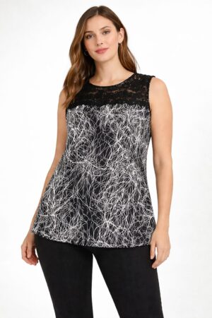 Black and white sleeveless top for women