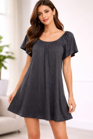 Boat neck stretchable black top for women