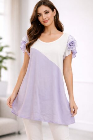 Lavender Cap Sleeve Top – K00157 | Drape In Style Lavender cap sleeve top for women