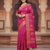 Rani Pink Slub Cotton Handloom Saree – S00283 | Drape In Style Rani pink slub cotton handloom saree