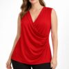 Red Sleeveless Top – K00160 | Drape In Style Red sleeveless top for women