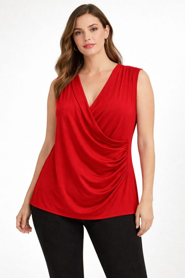 Red Sleeveless Top – K00160 | Drape In Style Red sleeveless top for women