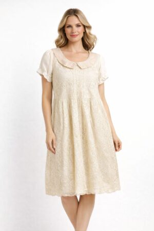 Short Crochet Frilled Dress – K00063 | Drape In Style Short crochet frilled dress for women