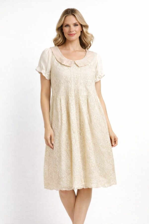 Short crochet frilled dress for women