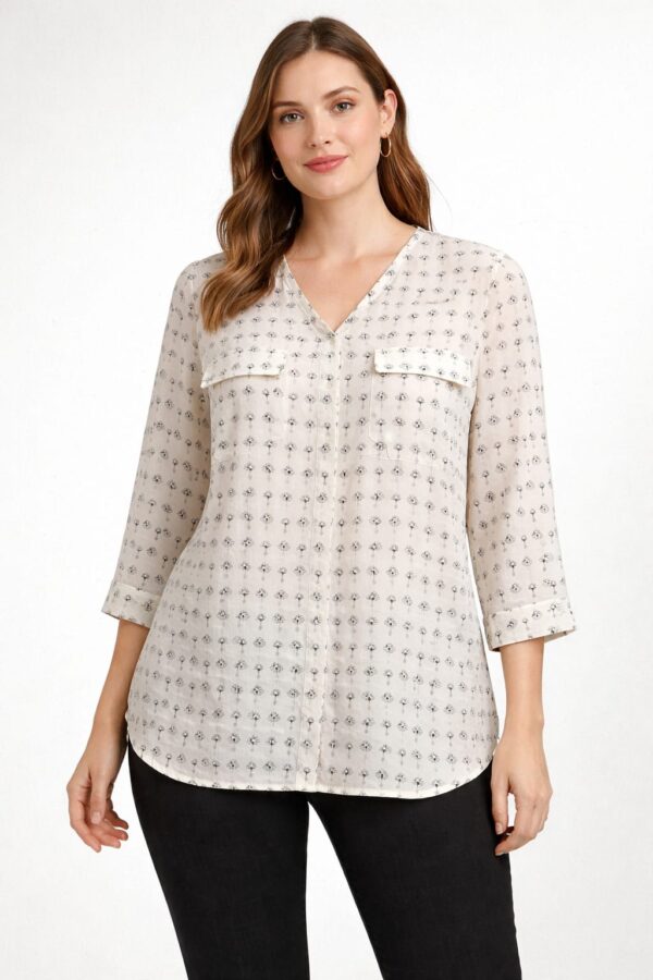 White Full Sleeve Western Top – K00159 | Drape In Style White full sleeve western top for women