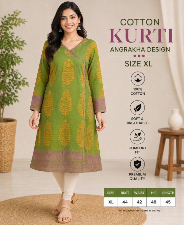 Angrakha design cotton kurti for women